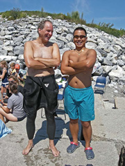 swimmers pose after the Rockland Breakwater Swim Race