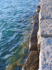 inside the breakwater is like a step, easy to come up